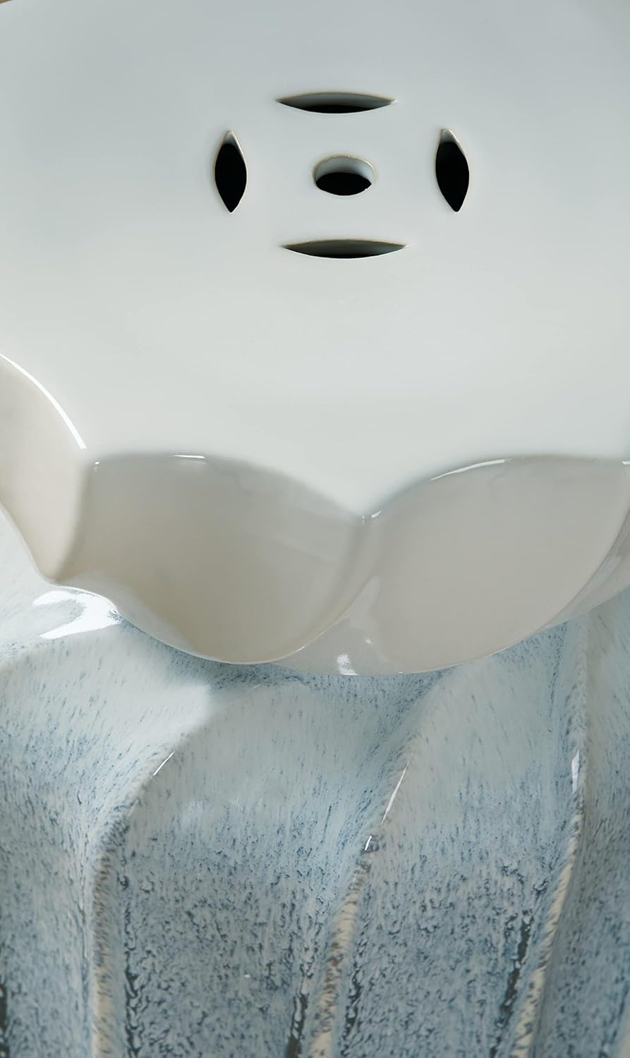 Signature Design by Ashley Michamere Coastal Ceramic Indoor & Outdoor Accent Stool, Gray & Beige