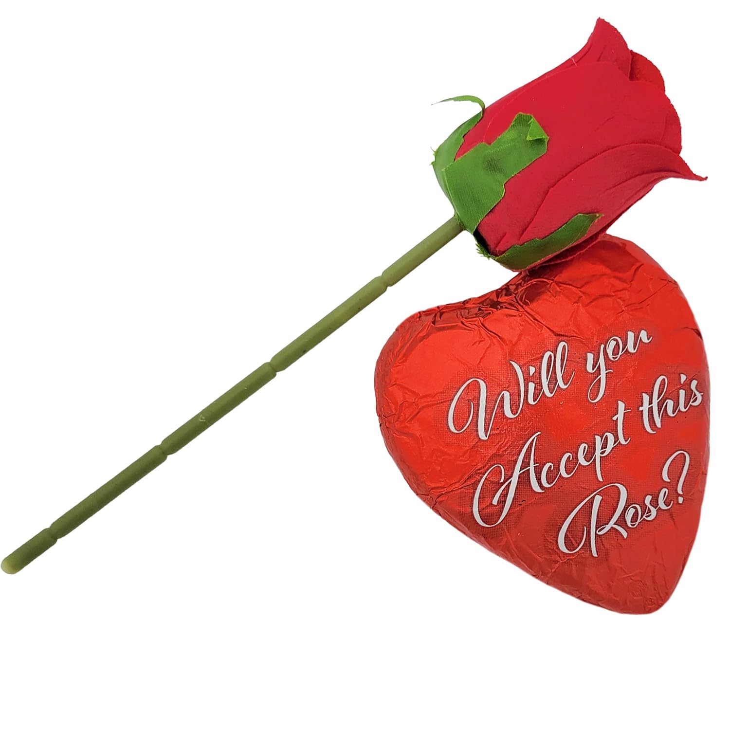 Valentine's Day Bachelor 8-Pack Heart-Shaped Chocolate and Rose Duo, Will You Accept This Rose