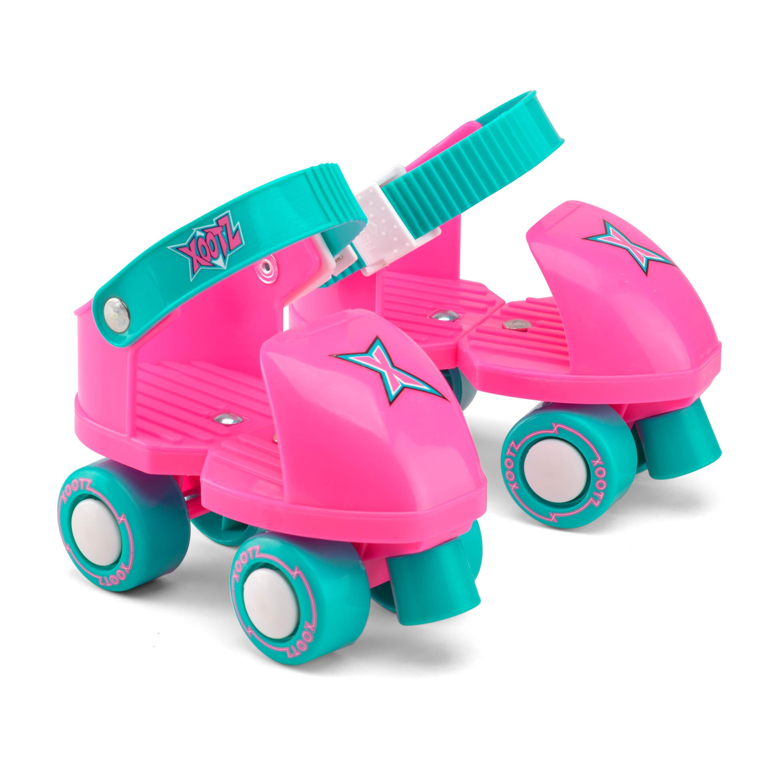 Xootz Beginner Trainer Skates, My First 4 Wheel Quad Roller Skates for Kids, Boys and Girls, Pink, One Size