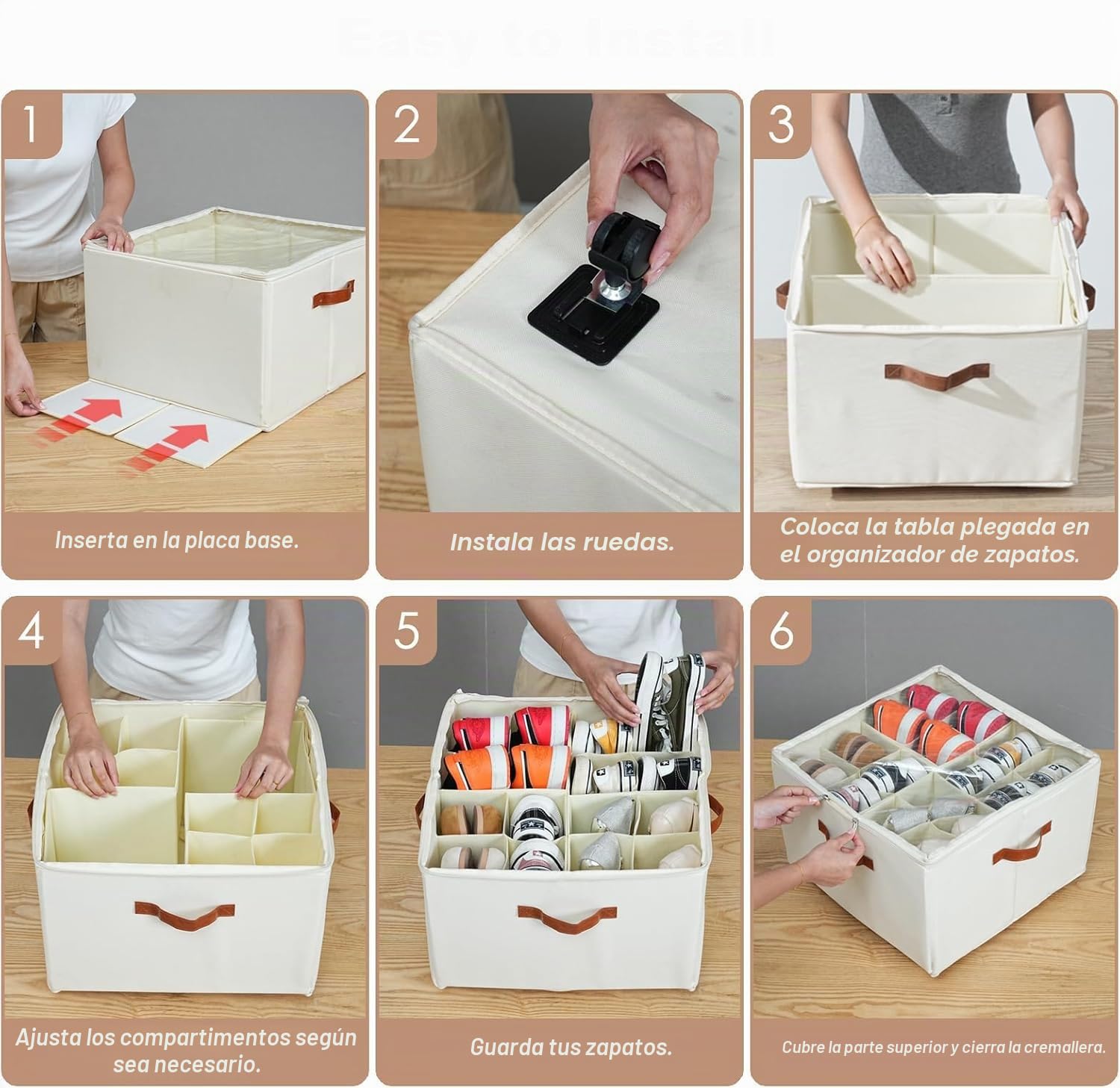 2 Piezas Organizador de zapatos, Cajas almacenaje zapatos con ruedas, tapa transparente y divisores ajustables, para 16-32 pares