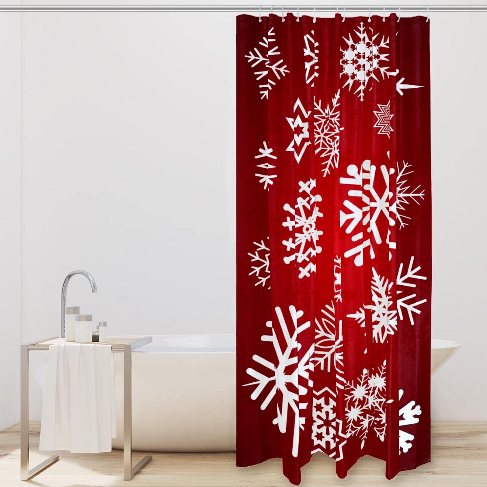 Tenda Doccia Natalizia Inshere - Motivi Natale Con 12 Ganci, 72x72 Pollici