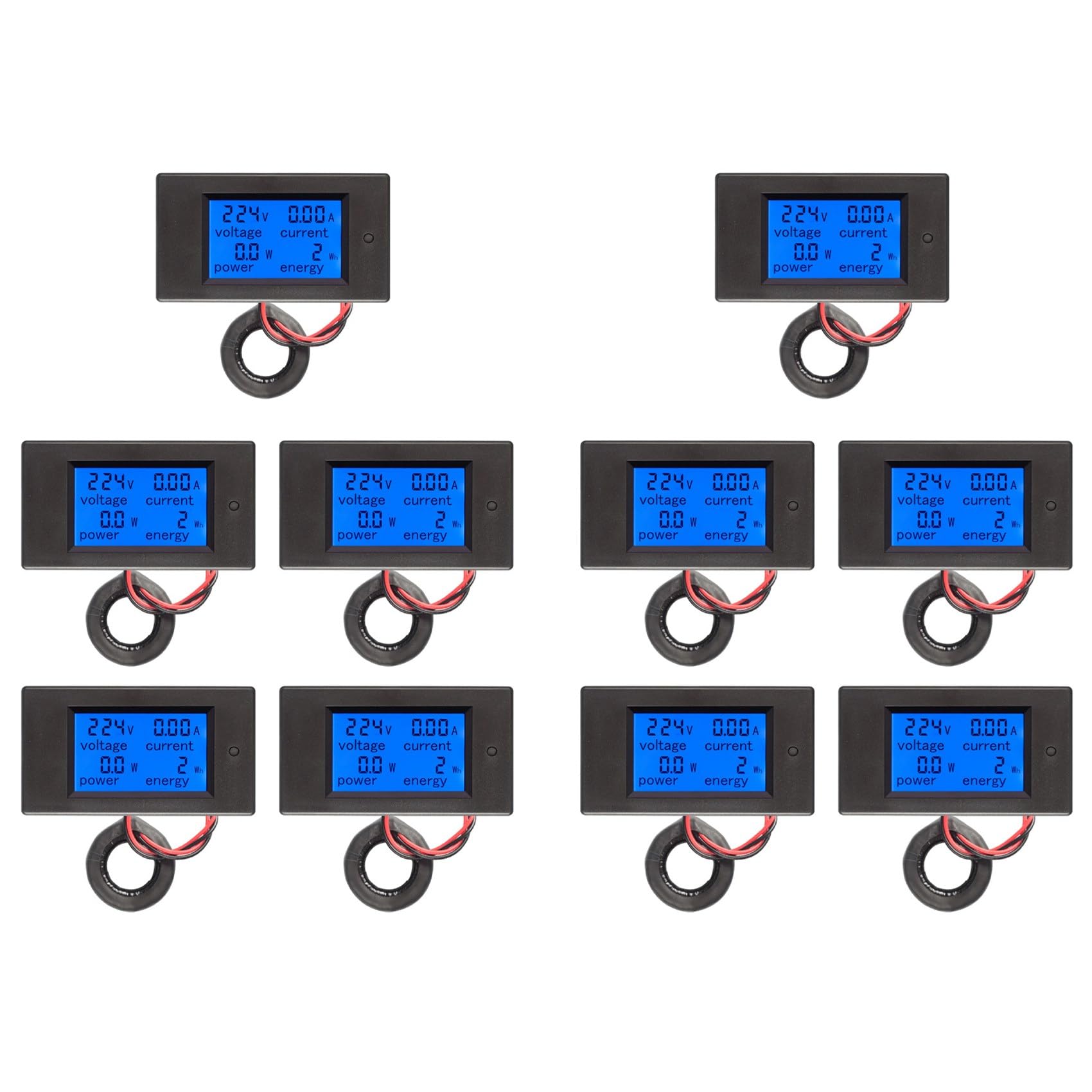 10X Ac 80-260V 100A Pzem-061 Pantalla Lcd Voltímetro de Amperímetro de Energía de Voltaje de Corriente Digital con Transformador de Corriente Ct