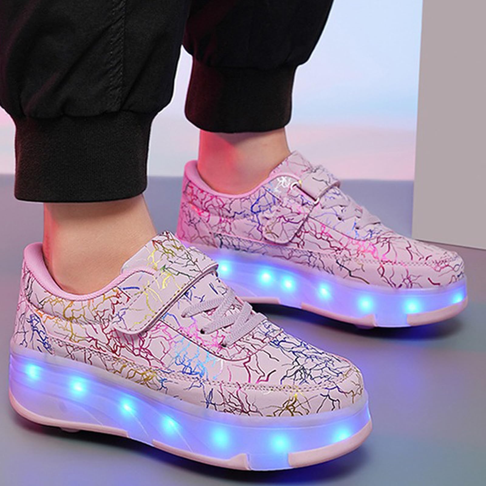 Zapatillas Deportivas con Ruedas para niños,Zapatos con Ruedas para niñas,Zapatillas con Ruedas,con 4 Ruedas Retirable,Retráctil,LED Light-UP,para Regalo decumpleaños Niños y niñas