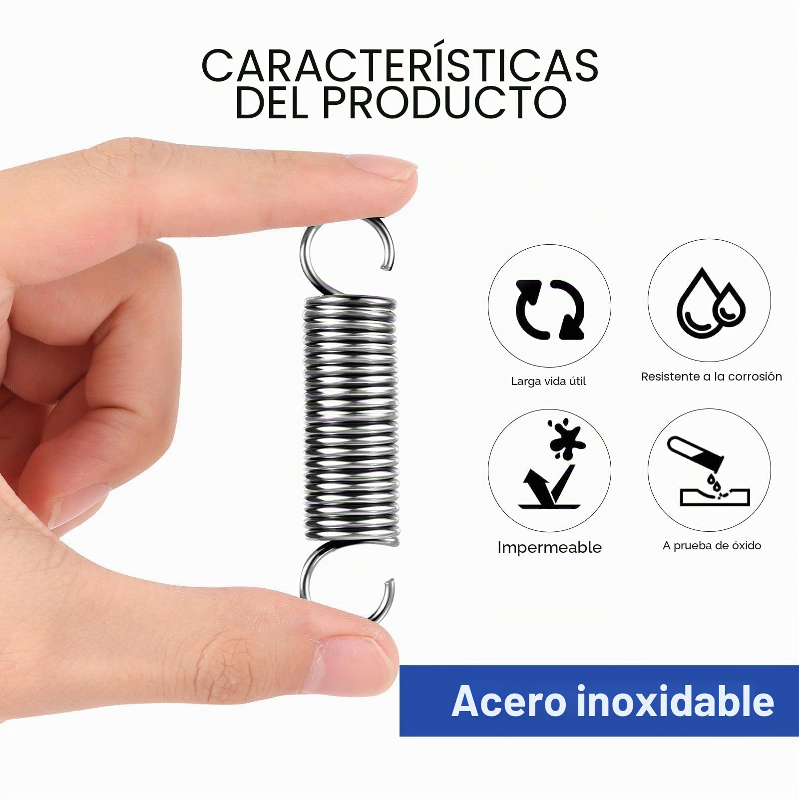 Muelles de Compresion 70x10x1.2mm Acero Inoxidable Doble Gancho 12 Piezas