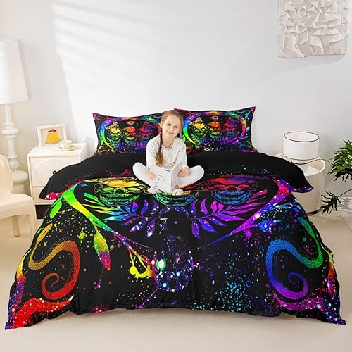 Vista 191 de Funda de edredón con estampado de gatos de dibujos animados, para niños, niñas, amantes de los gatos, funda de edredón rosa con corazón y fresa