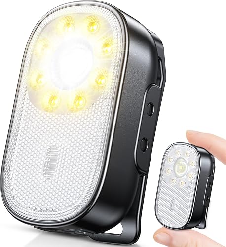 CIRYCASE Running Light for Runners, 10 Modes Mini Clip on Torch with Spot & Flood Light, Rechargeable & IP65 Waterproof LED Flashlight, Portable Body Torch for Walking Dog, Hiking, Camping, Emergency