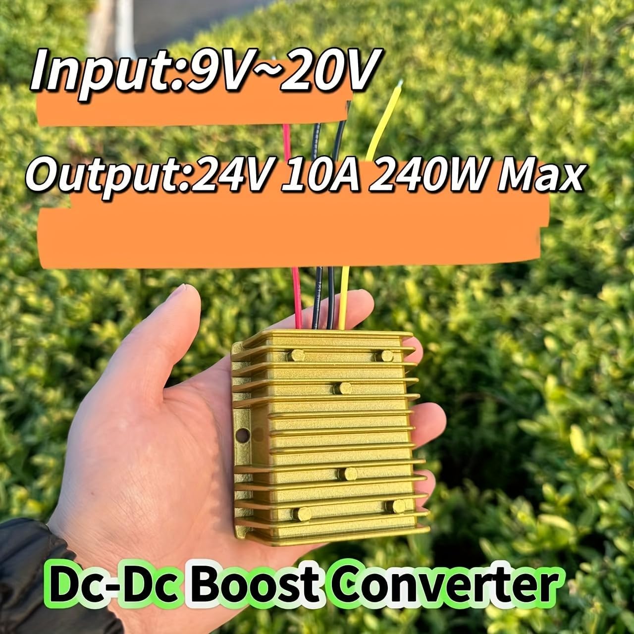 240W High-Power DC-DC Boost Converter 9V-20V Input, Step-Up 24V 10