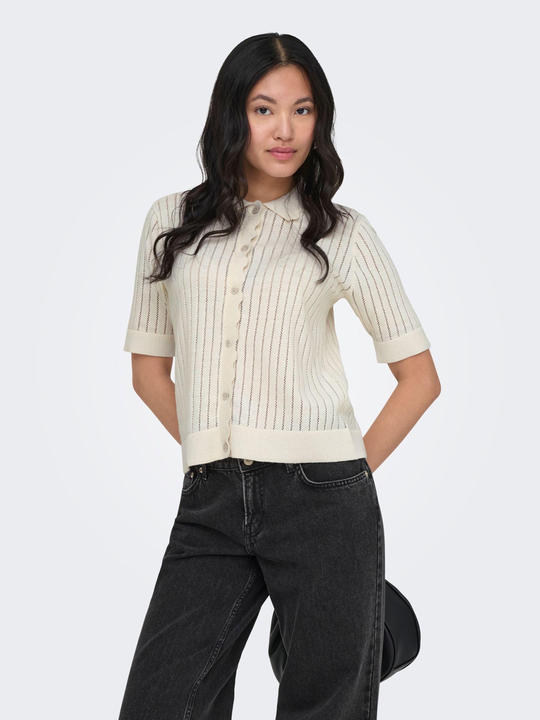 ONLY Onlelma Polo S/S Cardigan Knt Noos Cardigan a Maniche Corte per l'uso Quotidiano Donna (Pacco da 1)