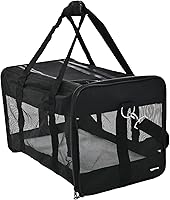 Amazon Basics Airline-Approved Soft-Sided Pet Carrier for Dogs & Cats up to 22 lbs - Mesh Ventilation, Washable Fleece Pad, 19.7x12x12in Black