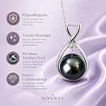 NONNYL Tahitian noir Pearl Collier, Femmes fines bijoux Cadeaux pour elle, Maman, Femme, Couple, Anniversaire, Anniversaire de la Saint Valentin, Fête des mères, Noël