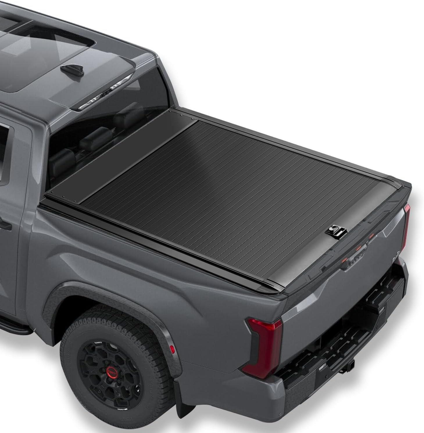 Retractable Truck Bed Tonneau Cover Fits 2022-2025 Toyota Tundra(5.5'/66.7" Bed) w/OE Rail System Black Matte Aluminum Waterproof