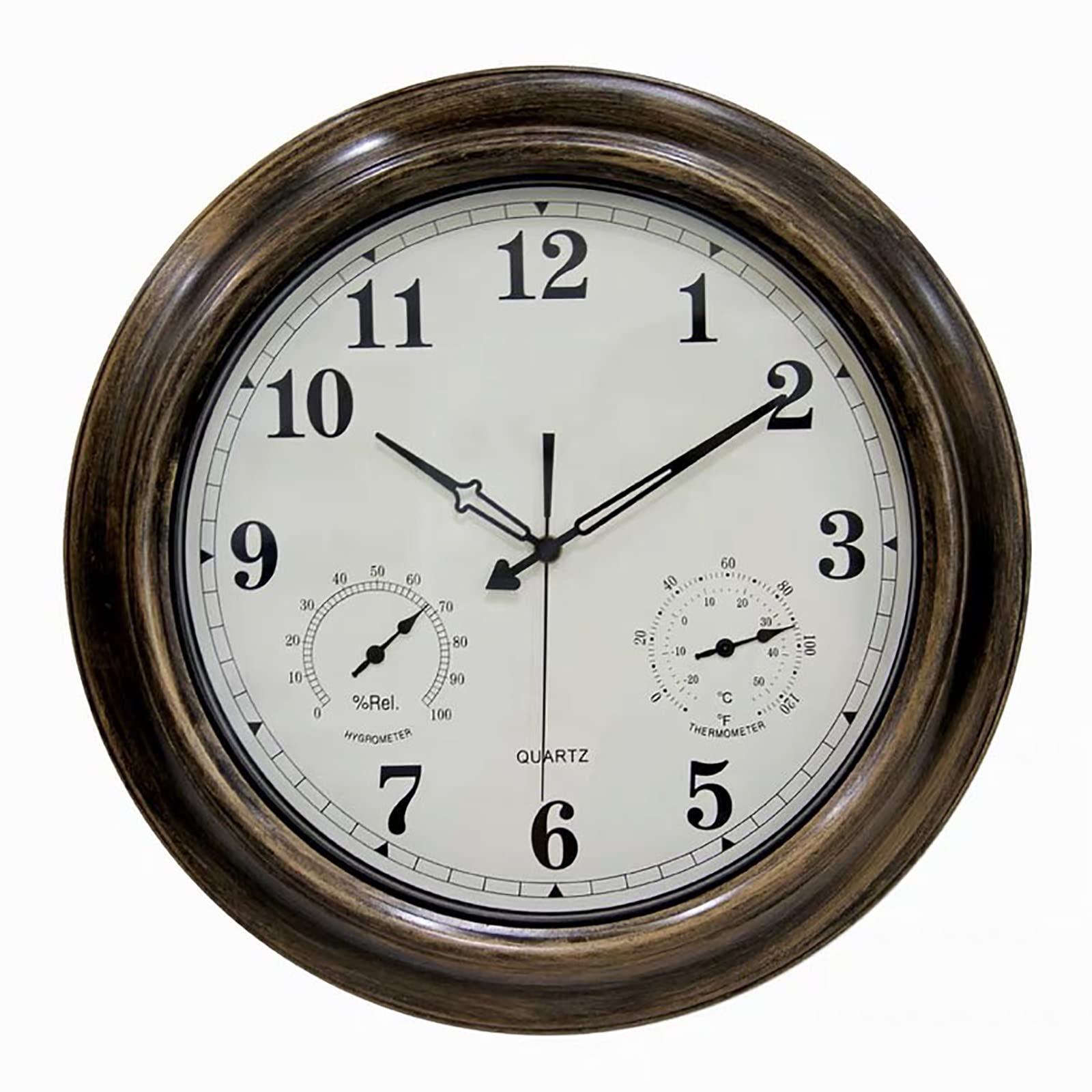 JATIBOSH Wall Clock 18 Inch Retro with Thermometers and Hygrometers Outdoor Clock Garden Hotel Anti-Fog Moisture-Proof Hunging Clock Fitness Bathroom (Batteries Not Included)