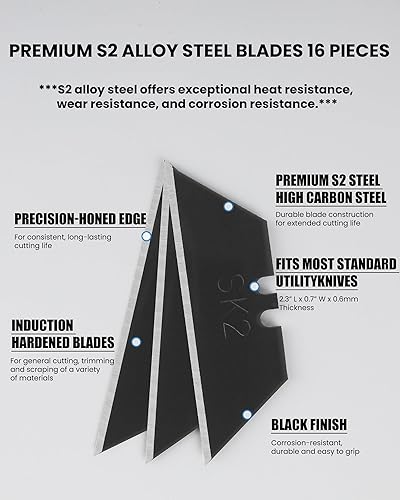 Miniatura 8 de Lichamp Paquete de 4 cuchillos utilitarios, cortador de caja de afeitar de cambio rápido, cuchillos retráctiles 2 en 1 y juego de cuchillos