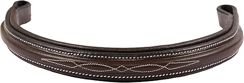 Miniatura 2 de Exion - Correa de cuero recta, acolchada cuadrada y cosida de lujo, para brida de caballo, banda ecuestre, tamaño completo, mazorca, encima, poni,