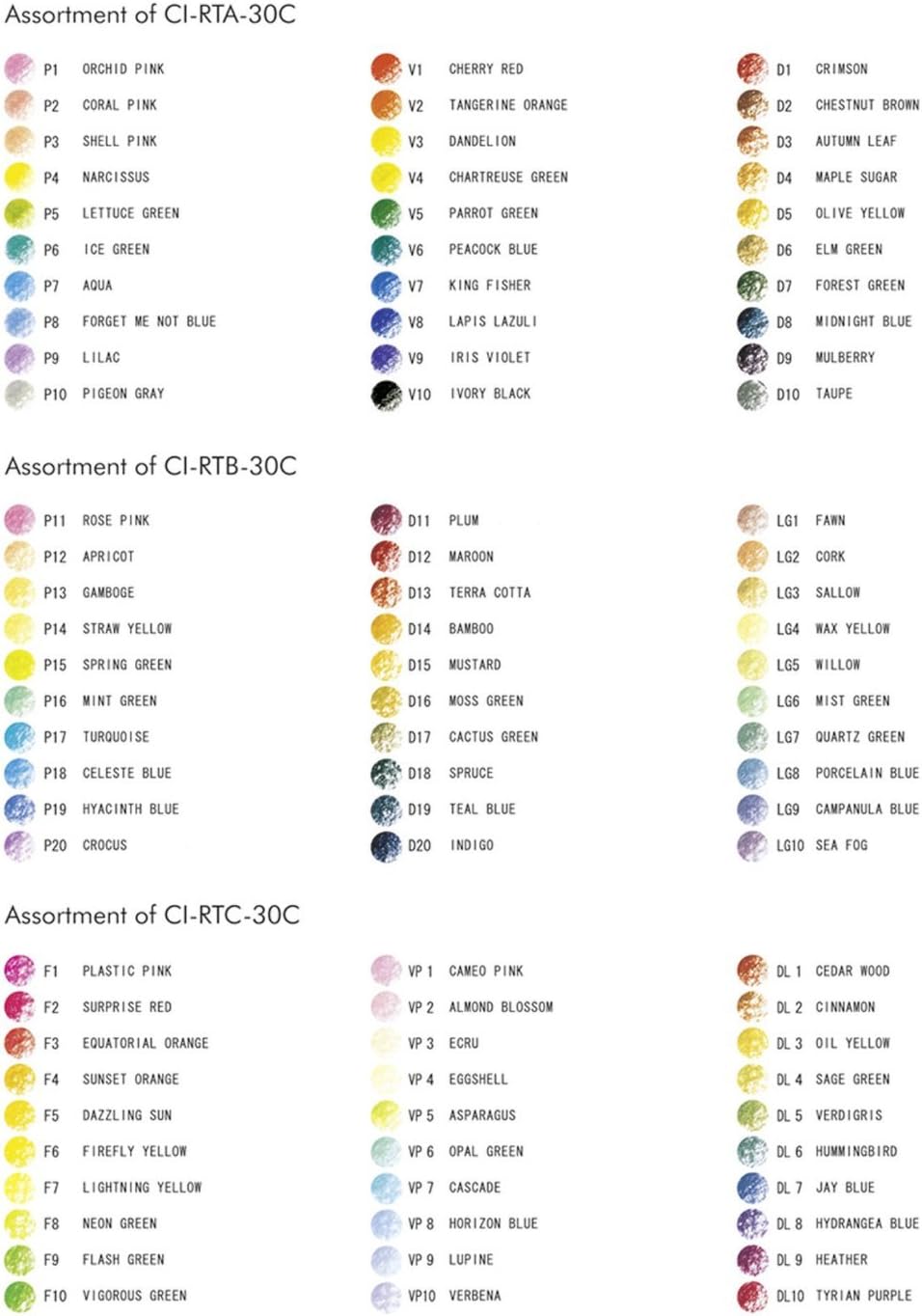 Tombow 2-Pack Irojiten Color Dictionary Wooden Pencil Bundle Set , Series 2 ( CI-RTB-30C ) & 3 ( CI-RTC-30C ) 30 Colors x 2 ( Total 60 ) (A-SET)