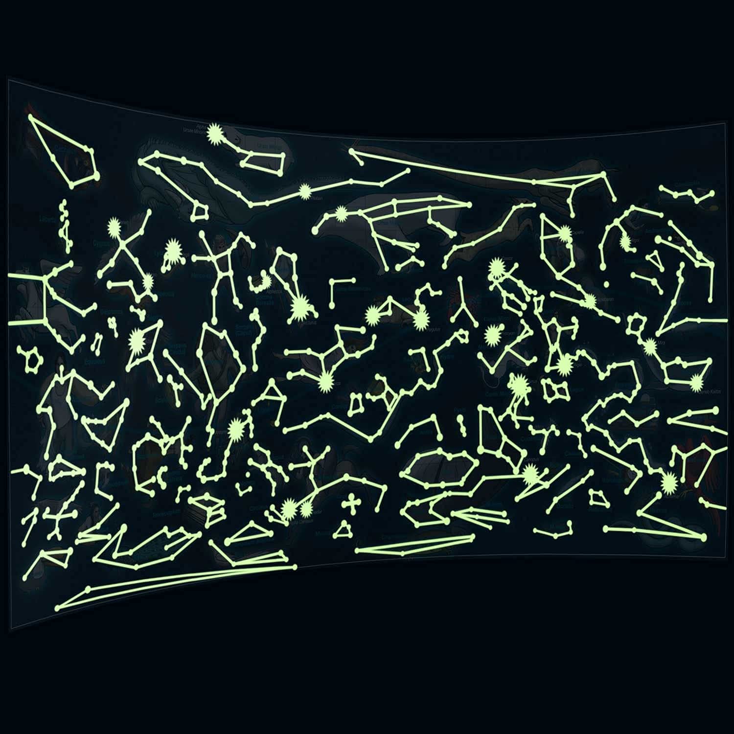 GOODS+GADGETS Glowing poster starry sky for children's room with phosphorescent star signs of our galaxy; Makes all the stars shine at night; XXL size 100 x 44 cm (Shining starry sky)