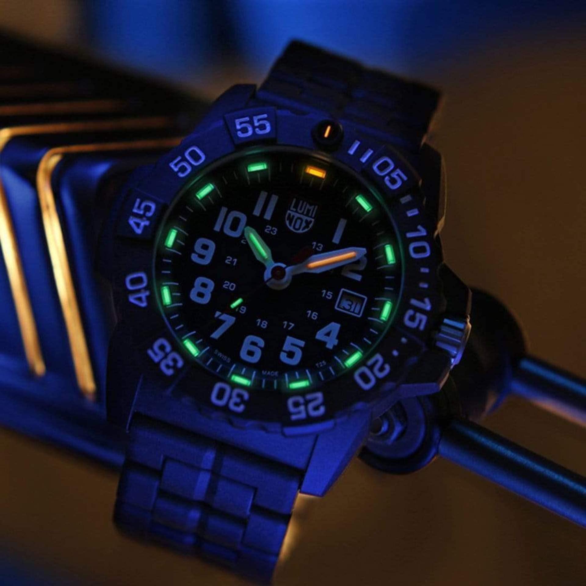 Luminox Navy Seal XS.3502.L męski zegarek 45 mm - wojskowy zegarek nurkowy w kolorze czarnym z funkcją daty 200 m wodoodporny, Czarny, Bransoletka