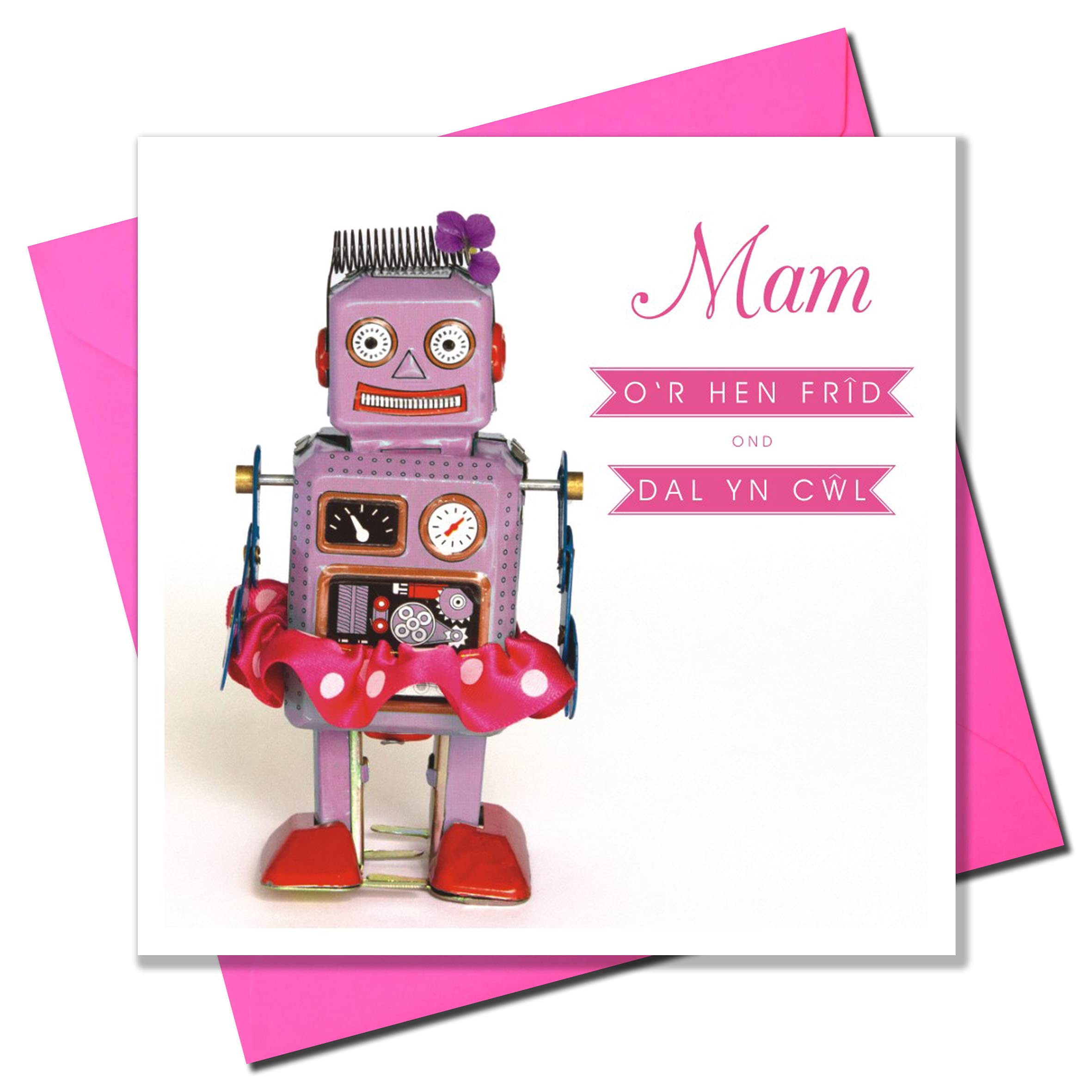 Claire Giles Greeting Cards, Welsh Mother's Day Mum Card, Sul y Mamau Hapus Mam, Old School, Still Cool Greeting Card