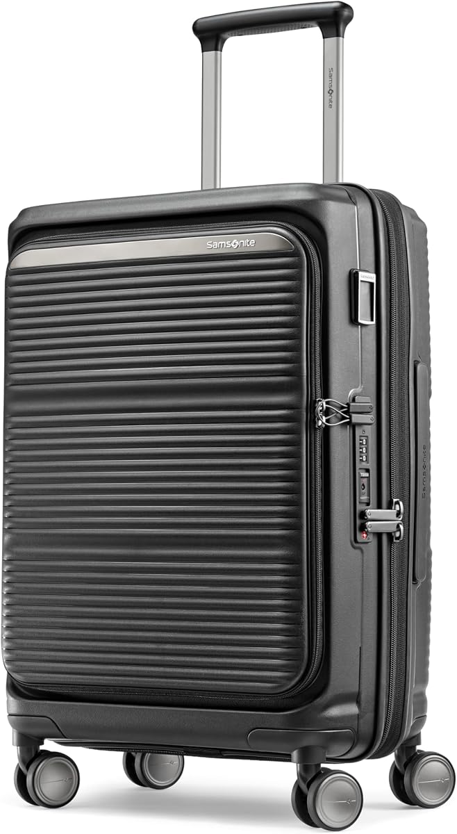 Samsonite Paralux Carry-On Luggage - Innovative Design - Quick Access Front Pocket - Dual Suspension Wheel Technology - TSA Lock - Expandable - Includes Removable Packing Cubes - Black