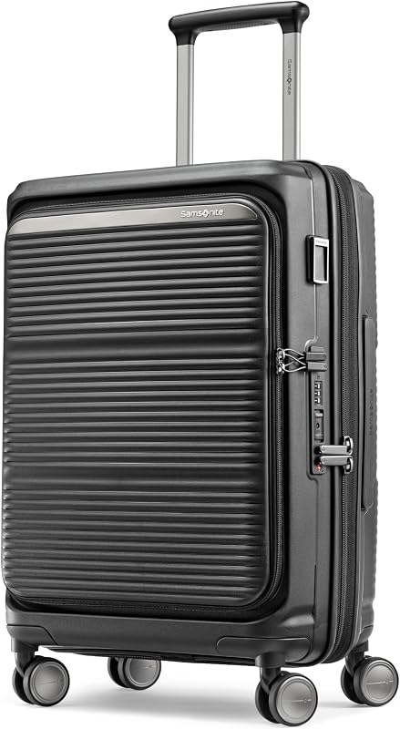 Samsonite Paralux Carry-On Luggage - Innovative Design - Quick Access Front Pocket - Dual Suspension Wheel Technology - TSA Lock - Expandable - Includes Removable Packing Cubes - Black