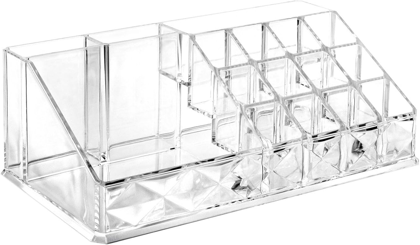Ikee Design Diamond Pattern Jewelry & Cosmetic Storage Display Boxes Two Pieces Set, Cosmetic Jewelry Organizer Makeup Holder, Cosmetic Holder, Cosmetic Organizer for Vanity