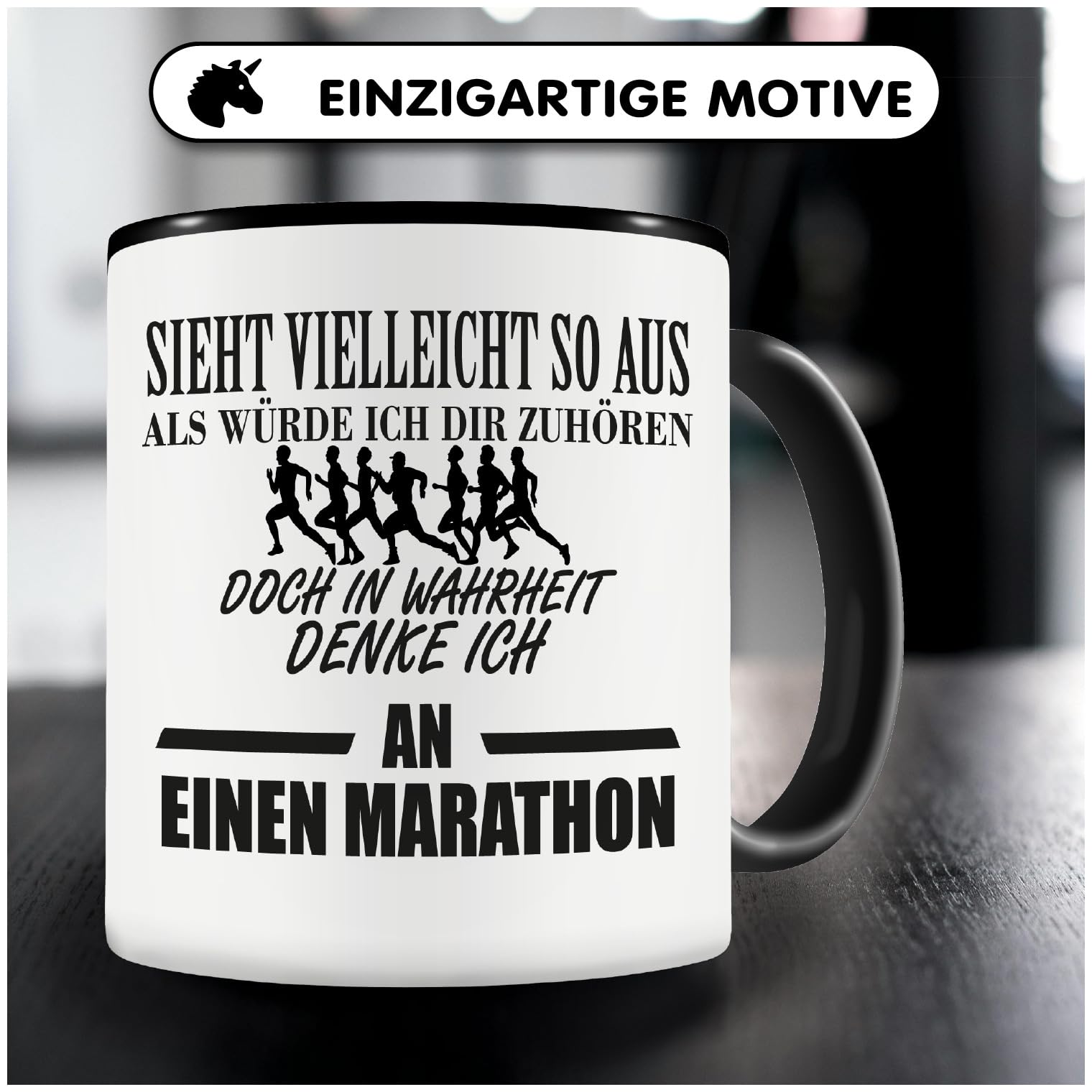 Tazza Da Caffè Samunshi® 'Ich Denke An Techno' – Ceramica Nera, 95x82 Mm, Idea Regalo Stampata In Germania