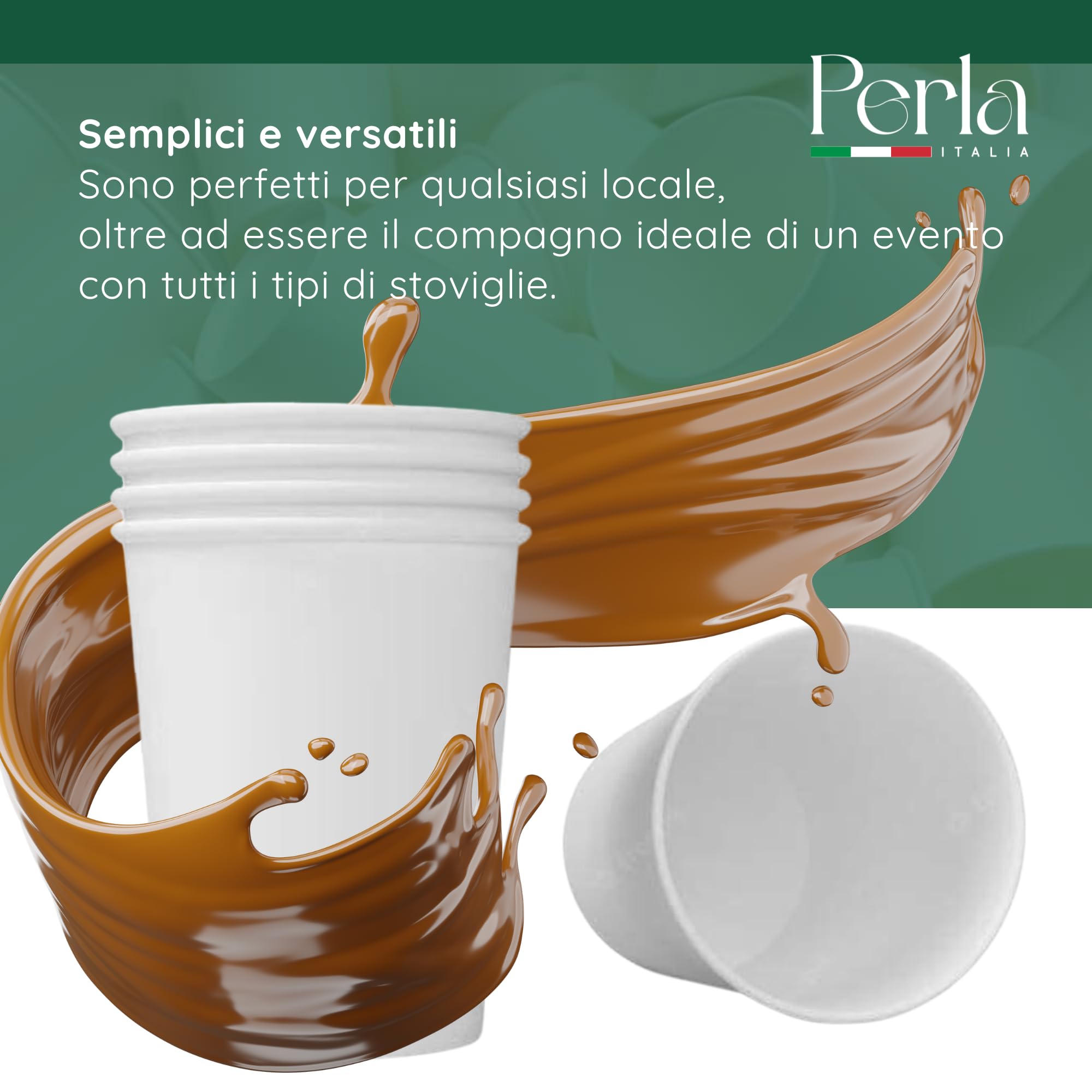 Perla - 200 Bicchieri di Carta da 200 ml - Bicchiere Monouso Biodegradabile Ecologico - Adatto per Bevande Fredde e Calde - Bicchieri per Acqua usa e getta (Bianco)
