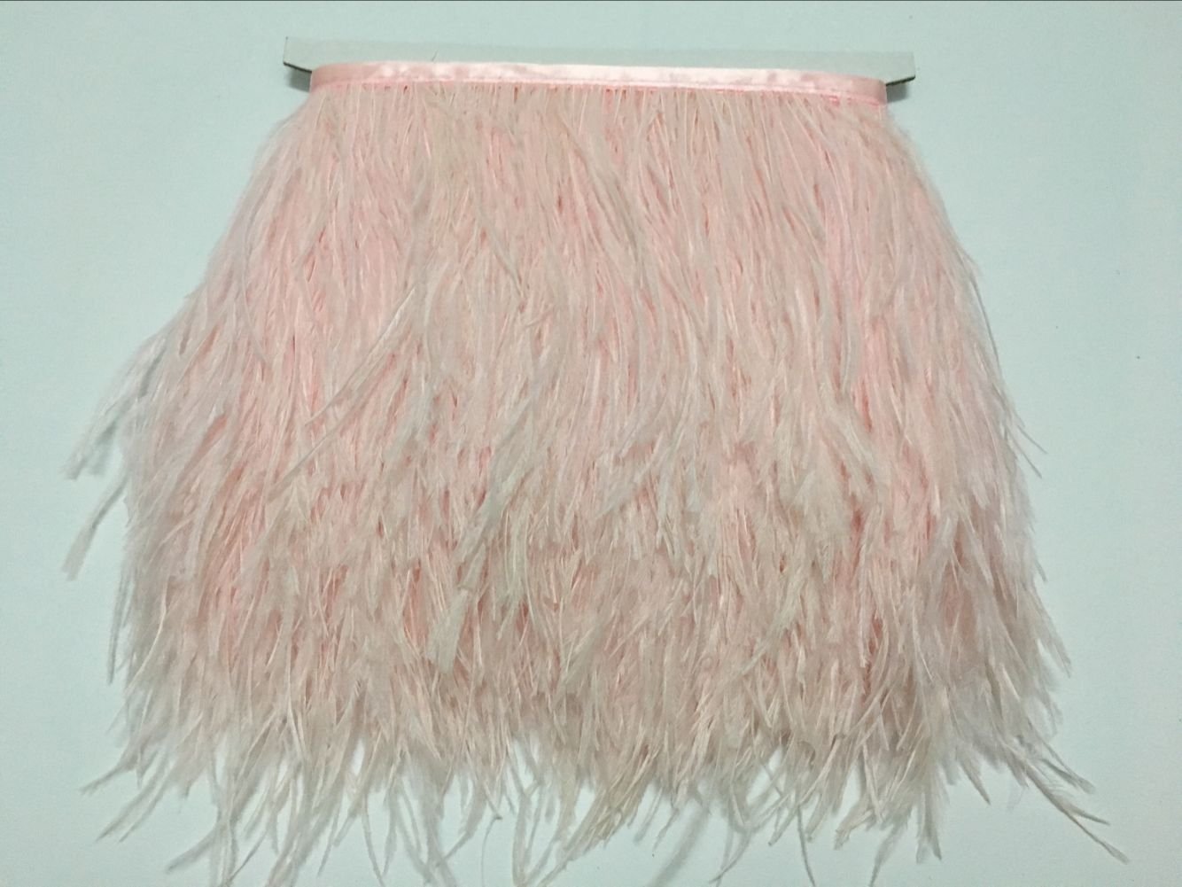 Shekyeon Ostrich Feathers Trim Fringe Used Wedding Sewing Crafts Costumes Decoration Pack of 2 Yards(Light Pink)