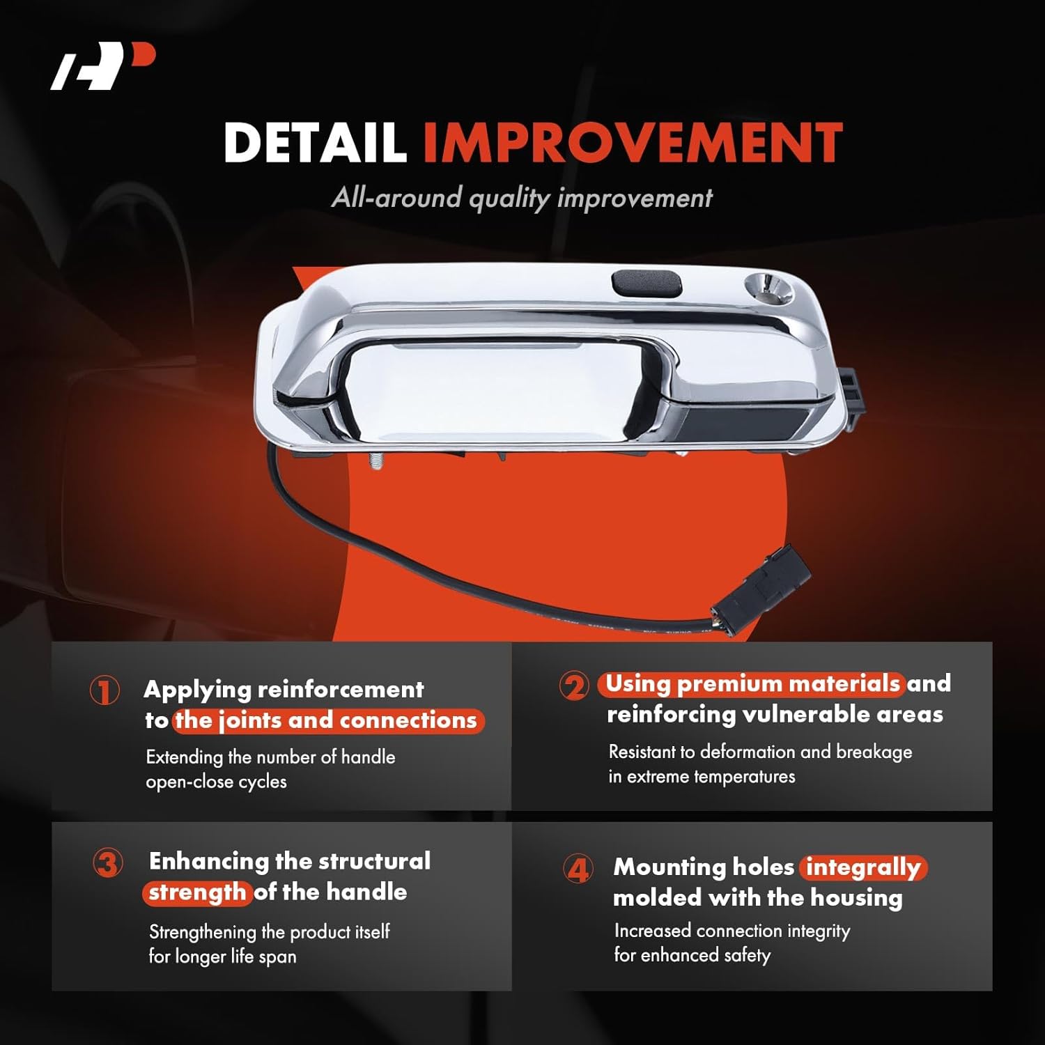 A-Premium Front Left Driver Side Exterior Door Handle Compatible with Ford F-150 F150 2015-2020, with Key Pad Hole, Keyless & Passive Entry, Silver