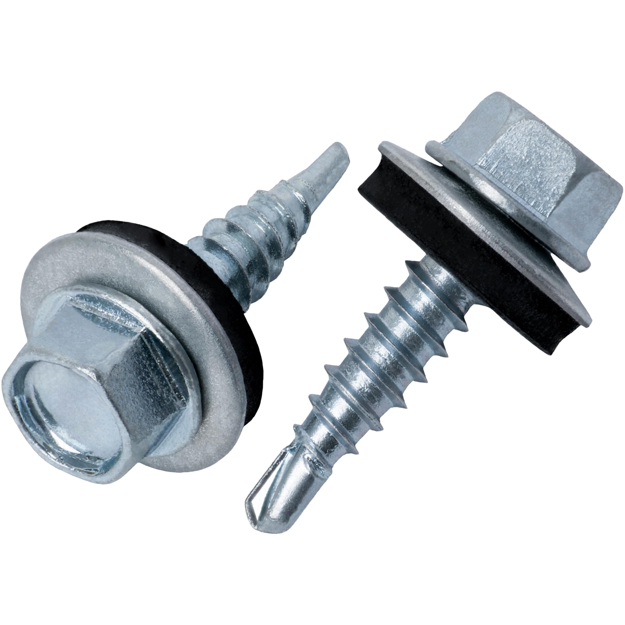 CORET Roofing Screws 20mm with Rubber Washers (55PCS) Self Drilling Hex Head Galvanised Screw Coarse Thread for Metal Sheets to Timber Corrugated Fixings Tin Roof - 4.8mm x 20mm
