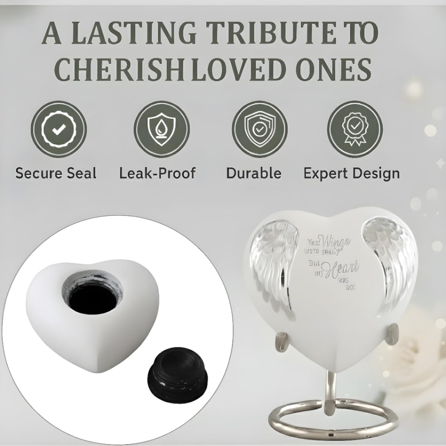 Keepsake Company's White Mini Heart Urn - Heart Shaped Little Cremation Urns - Keepsakes for Human Ashes - Small Urn for Ashes from Keepsake Company