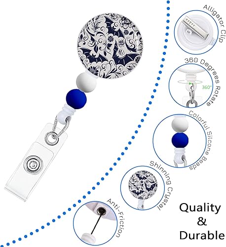 Vista 40 de Immaturus Carrete retráctil con cuentas, lindo y divertido soporte para tarjetas de identificación retráctiles, clips de insignia, llavero para Nave