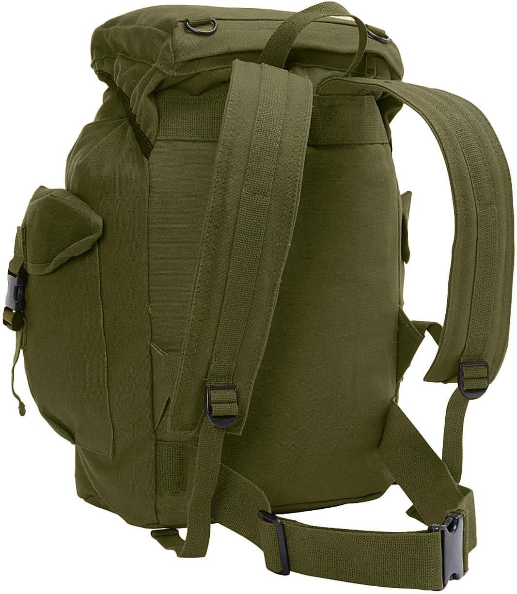 FOX OUTDOOR PRODUCTS Australian Style Rucksack | Cotton Canvas, Large Drawstring Compartment, Multiple Pockets, Padded Shoulder Straps, Waist Strap | Outdoor Gear Backpack, Olive Drab