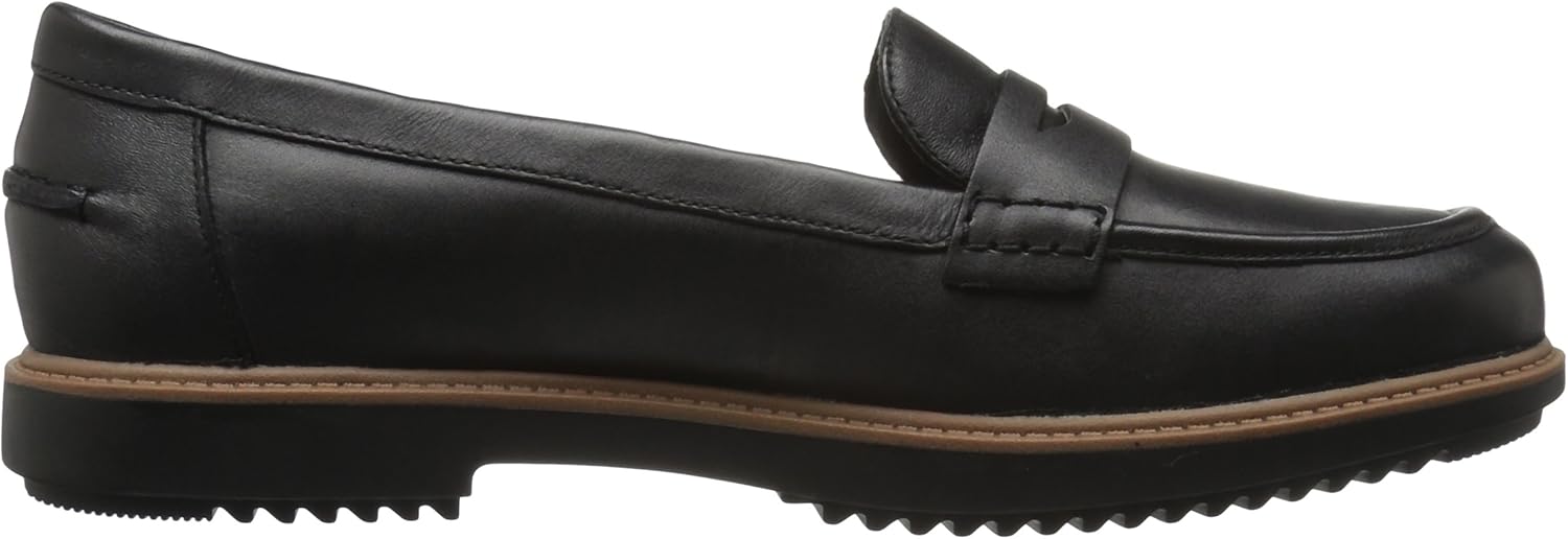 Clarks Women's Raisie Eletta Penny Loafer 6.5 Black Leather