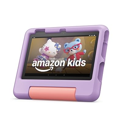 Amazon Fire 7 Kids tablet (newest model) ages 3-7. Top-selling 7" kids tablet on Amazon. Includes ad-free and exclusive content, easy parental controls, 10-hr battery, 16 GB, Blue