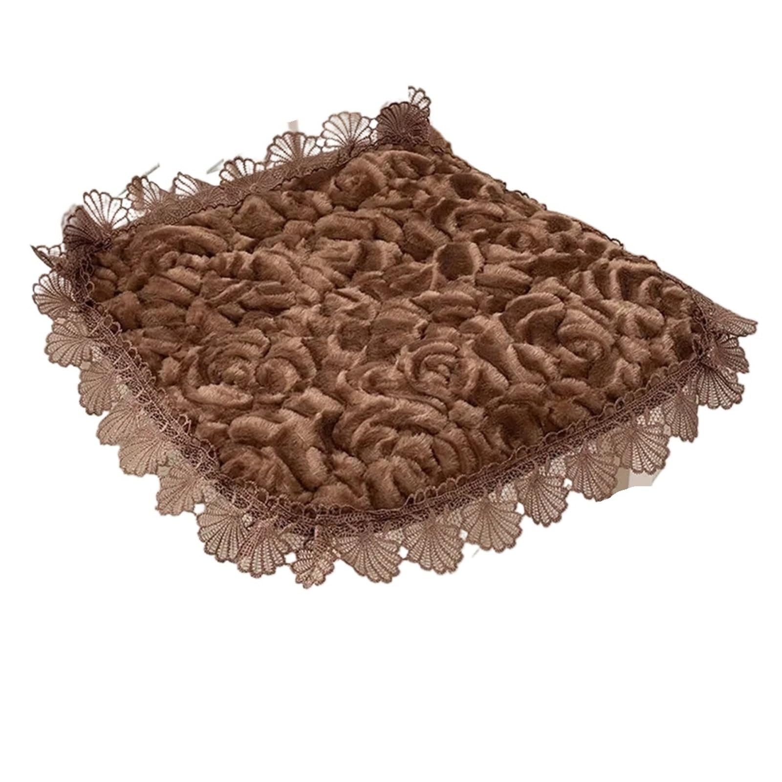 Gwyzax Stool Cushions 2pcs Plush Chair Cushion Thickened Winter Office Sedentary Dining Removable Stool Buttocks Lace Pattern Design(Brown)
