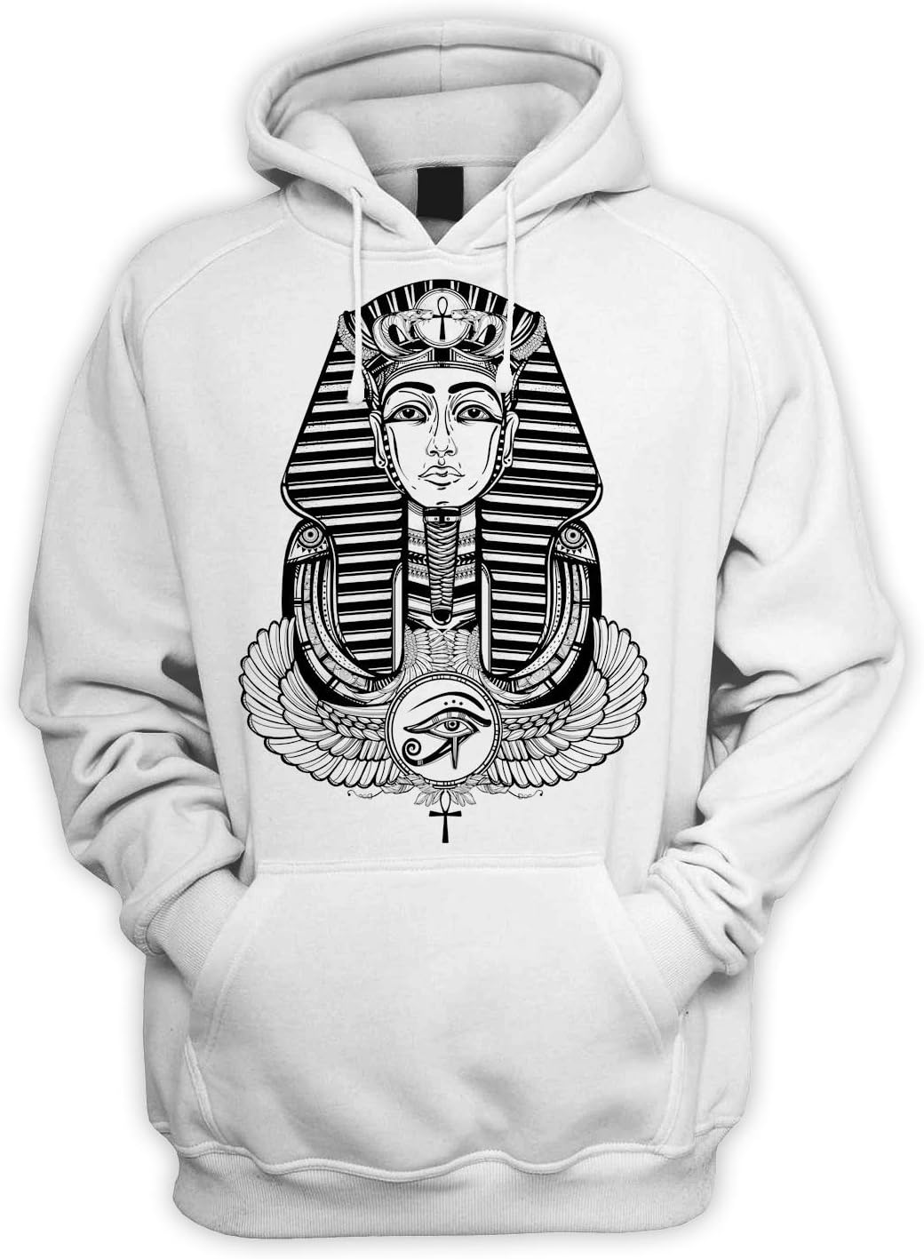 Tribal T-Shirts Egyptian Pharoah with Winged Ankh Symbol Men's Pouch Pocket Hoodie Hooded Sweatshirt