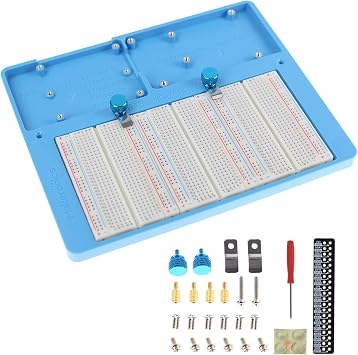 Makeronics 7 in 1 Blue RAB Holder and 3PCS 400 Points Solderless Breadboard | Base Plate with Rubber Feet for Raspberry Pi 4 Model B|3B+/B|2B+/B|Zero |Zero W and Arduino Mega 2560 | Uno R3