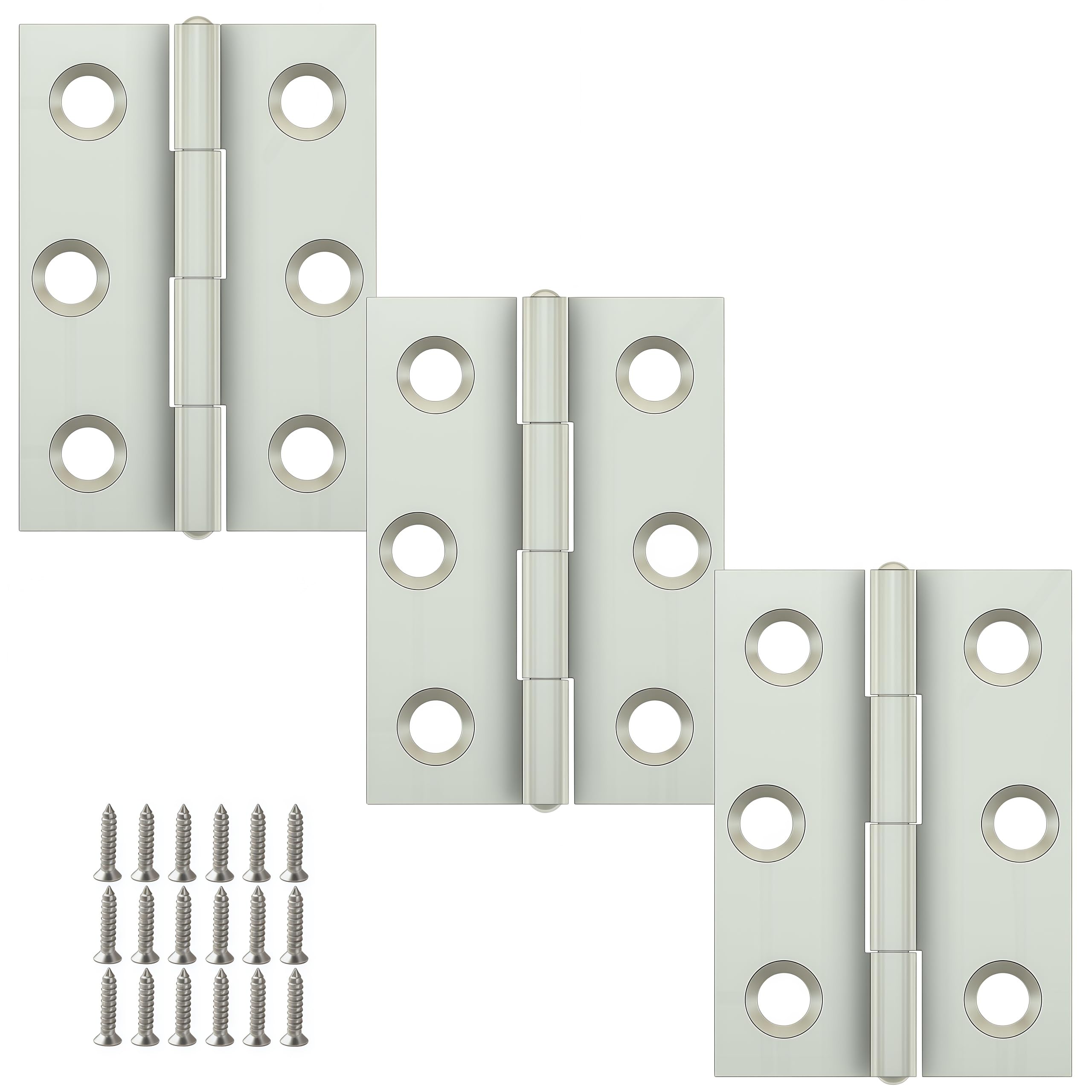 Vbnexyr Regular Hinge 3 Pack Of Stainless Steel Folding Hinges For Cabinets Casement Hinges And Door/Window Hardware With Screws 44 * 31 * 1.0Mm [6 Hole Steel Core]