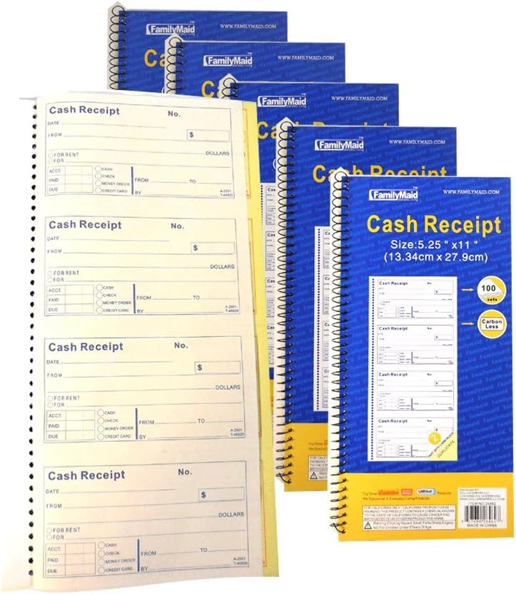 600 Sets Per Order - Cash Money Rent Receipt Invoice Record Guest Check Book 2-Part Carbonless