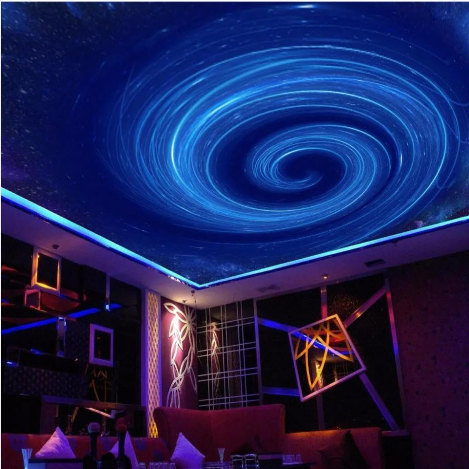 Papier peint mural 3D pour plafond de salon et chambre cosy