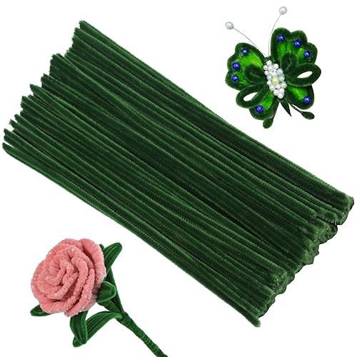 ZXIIXZ Creative Pipe Cleaners, 100Pcs Pipe Cleaners Crafts Supplies for Festivals Decorations Making Flowers, Festivals Bouquet Plant Crafts DIY Making/Army Green