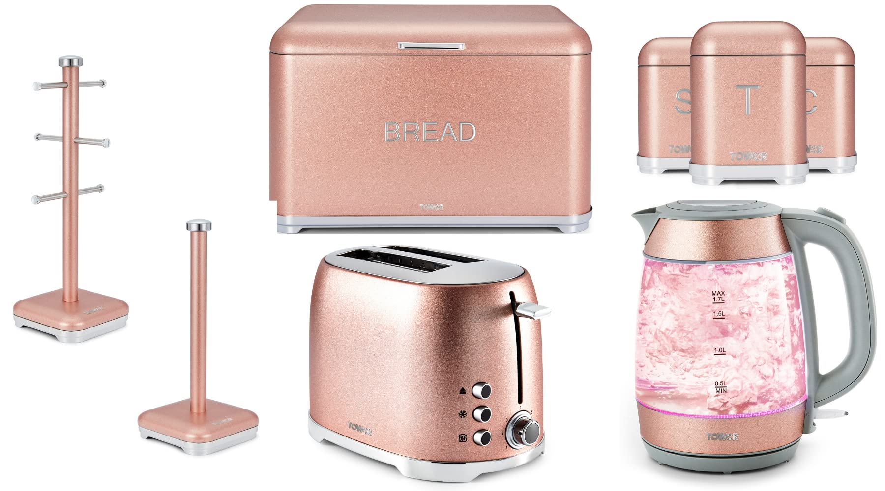 Glitz Sparkly Kettle And Toaster Set Tower Glitz Pink 3kw 7l Schott