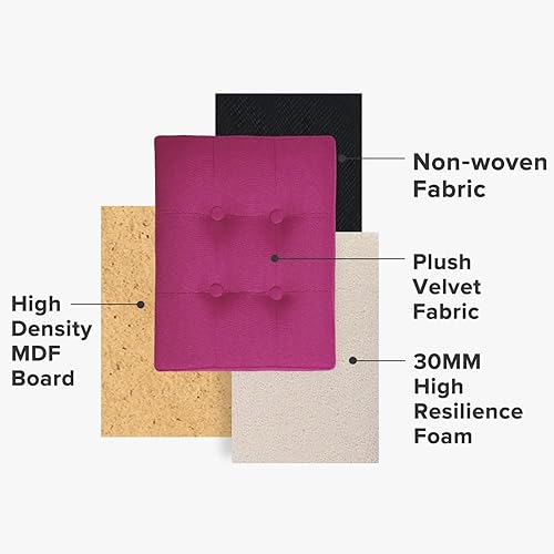 Miniatura 65 de LINMAGCO Taburete otomano plegable con bolsillo lateral, moderno, corto, sofá, tela de lino, 17 x 13 x 13 x 13 (color azul niebla) azul (Fog