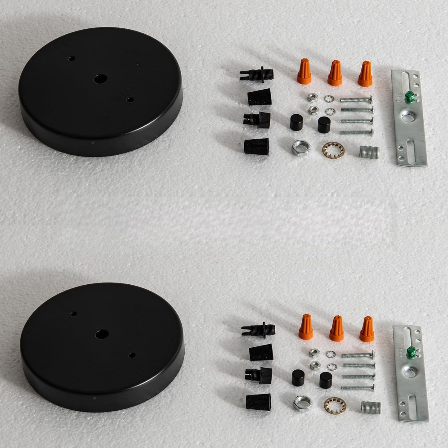 2 Pack 5 1/8 Inches Canopy Kit for Ceiling Light,Single Pendant Light Plate Cover with All Mounting Hardware, Light Canopy Kit for Easy Installation (Black)