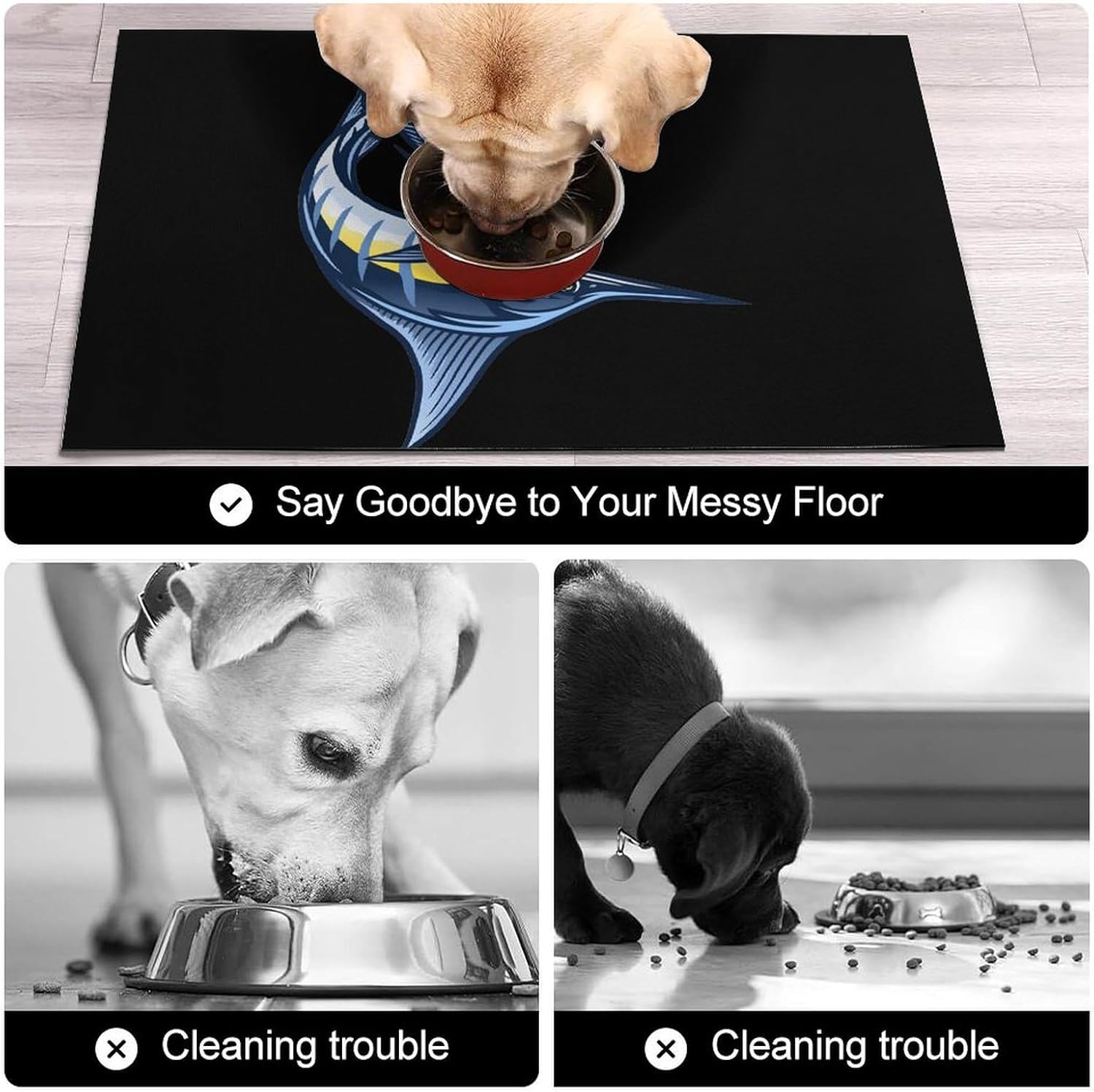 Marlin Fish Pet Feeding Mat Dog Cat Food Placemats for Water Bowl Non Slip