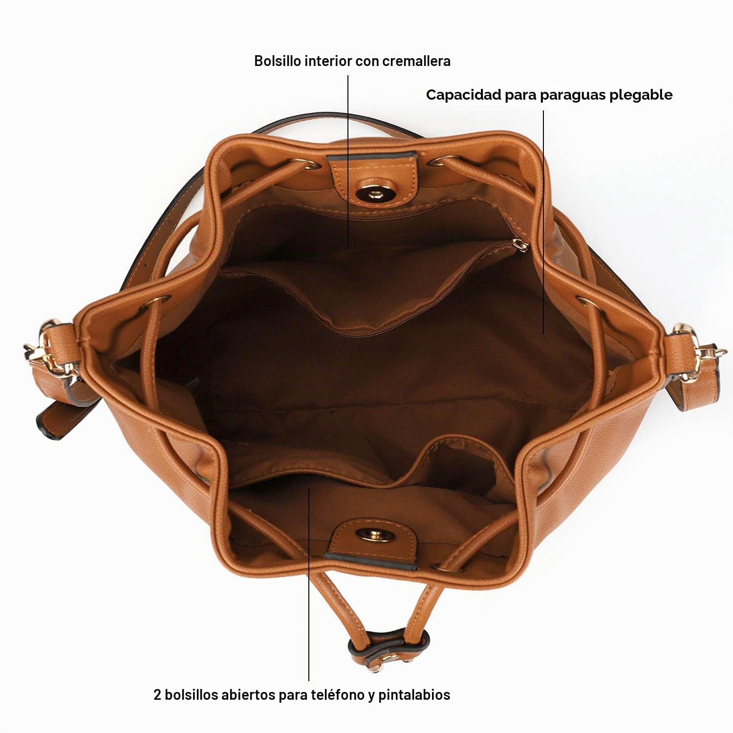 AFKOMST Beuteltasche Damen,Leicht Schultertasche Damen Gross und Sanft Handtasche mit 2 Schulterriemen…, Marrón, Marrón