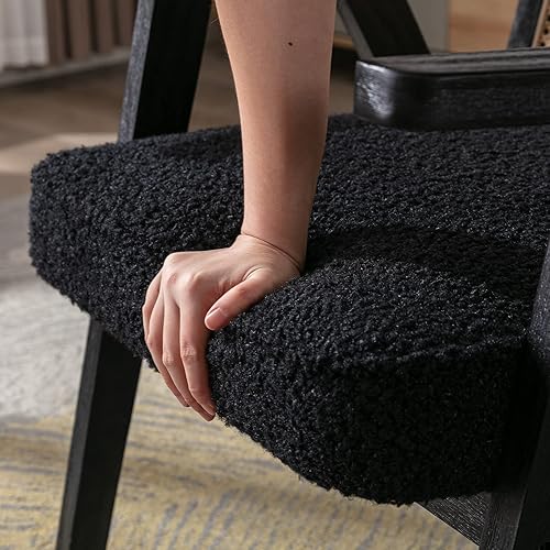 Miniatura 4 de Silla Accent de ratán, sillas tapizadas de piel sintética con respaldo de bastón, silla moderna retro de mediados de siglo, sillón de caña para