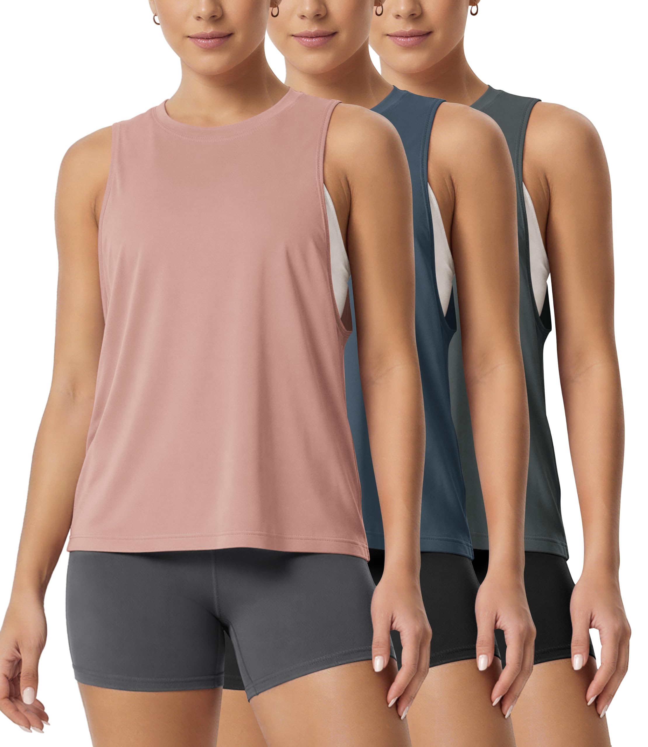 3-Pack Loose Tank Tops for Women Sleeveless Gym Athletic Workout Tops Yoga Shirts-image-47