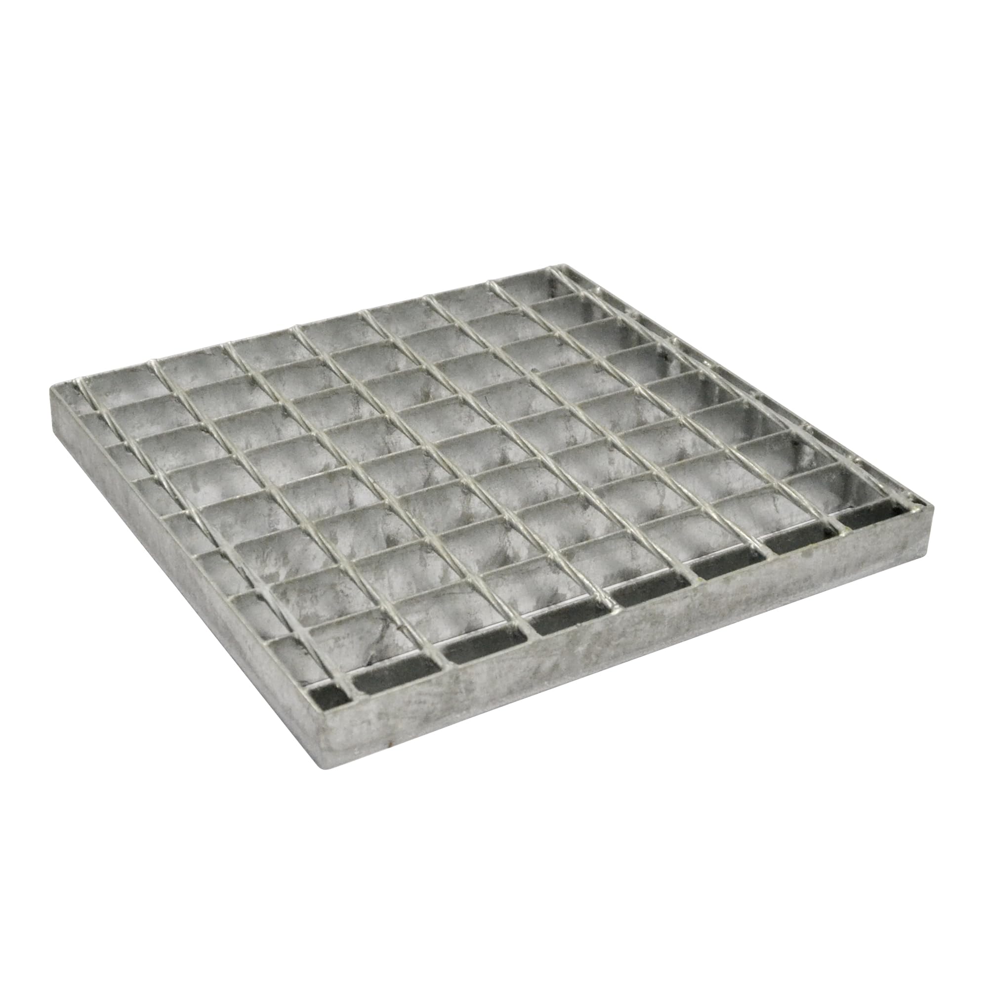 Grille Caillebotis 40x40 cm Acier Galvanisé avec Cadre - Grille Caniveau Drainage Eaux Pluviales Regard